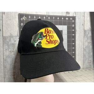 Bass Pro Shops Hat Black Trucker Cap Adjustable Snapback